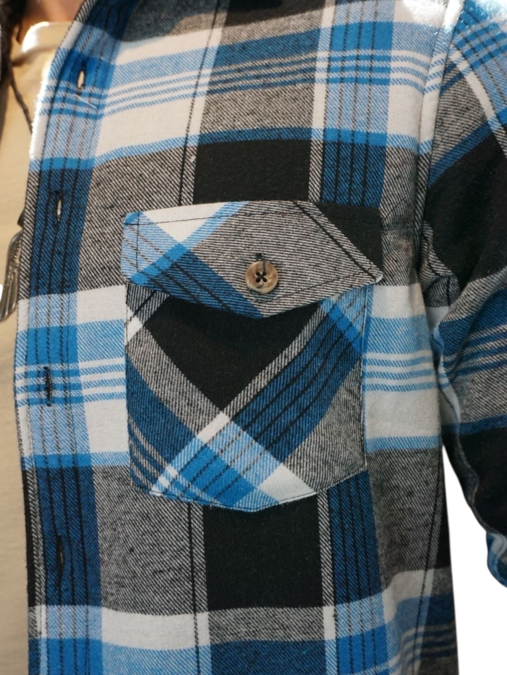 Camisola aborregada manga larga Agnor para caballero azul franela premium Mod. HAgCL30