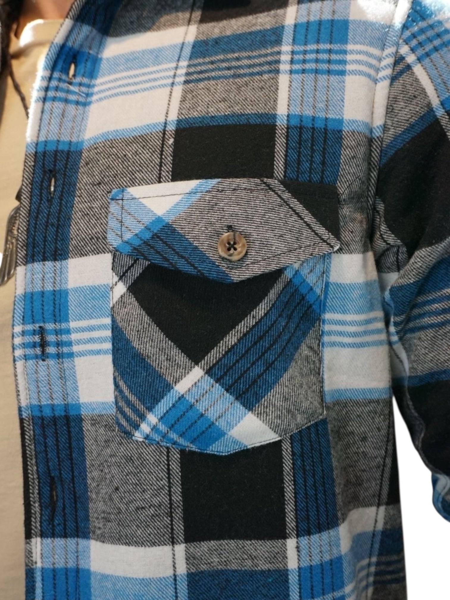 Camisola aborregada manga larga Agnor para caballero azul franela premium Mod. HAgCL30