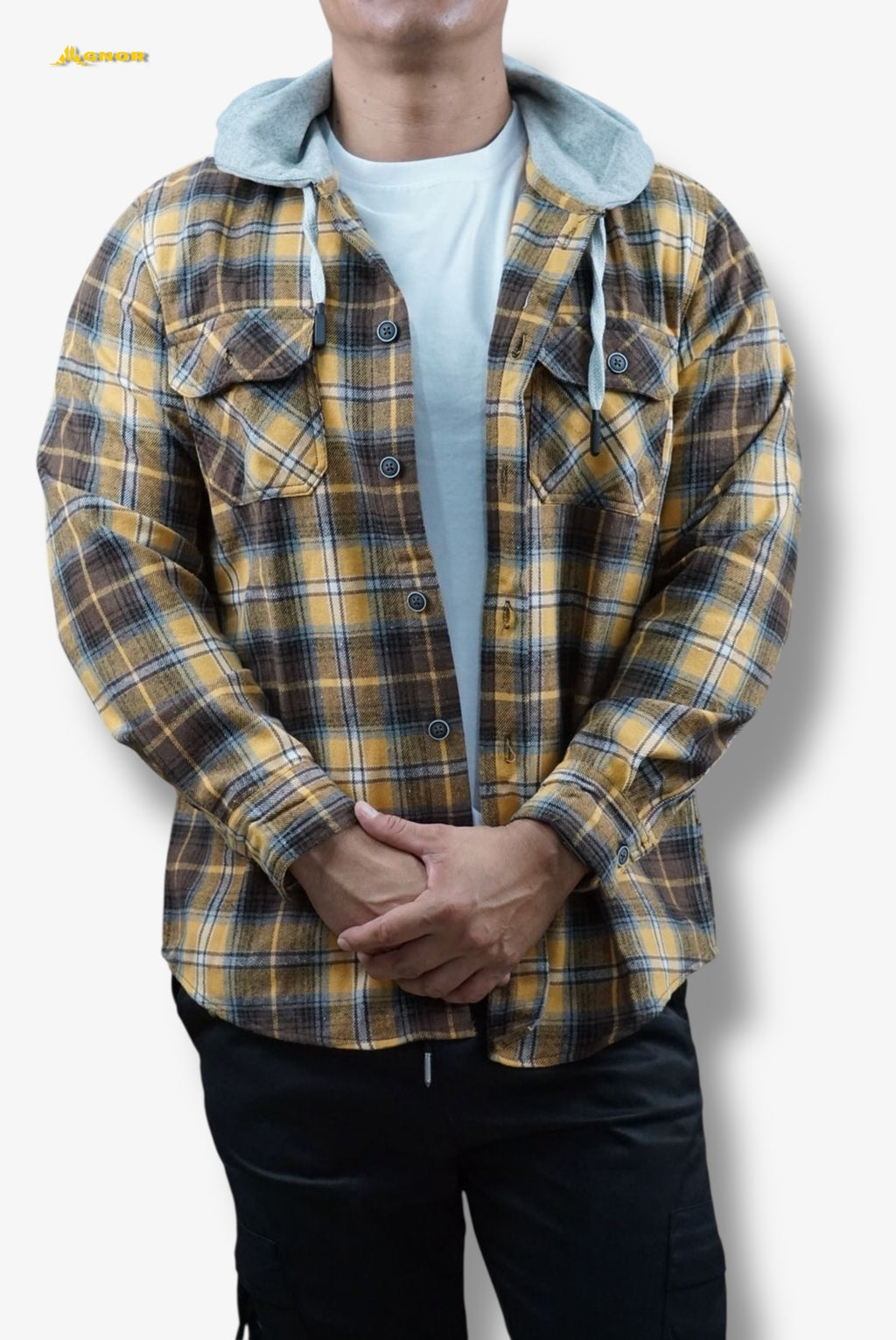 Camisola ligera manga larga Agnor para caballero mostaza tipo franela premium Mod. HAgCL20