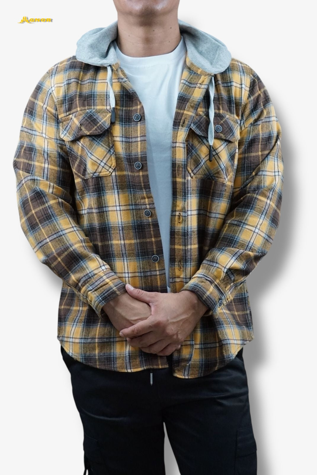 Camisola ligera manga larga Agnor para caballero mostaza tipo franela premium Mod. HAgCL20