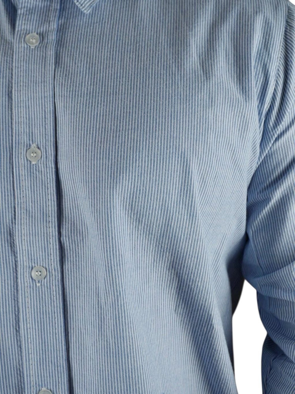 Camisa micro rayas manga larga Agnor para caballero Cielo algodón premium Mod. HAgCL25