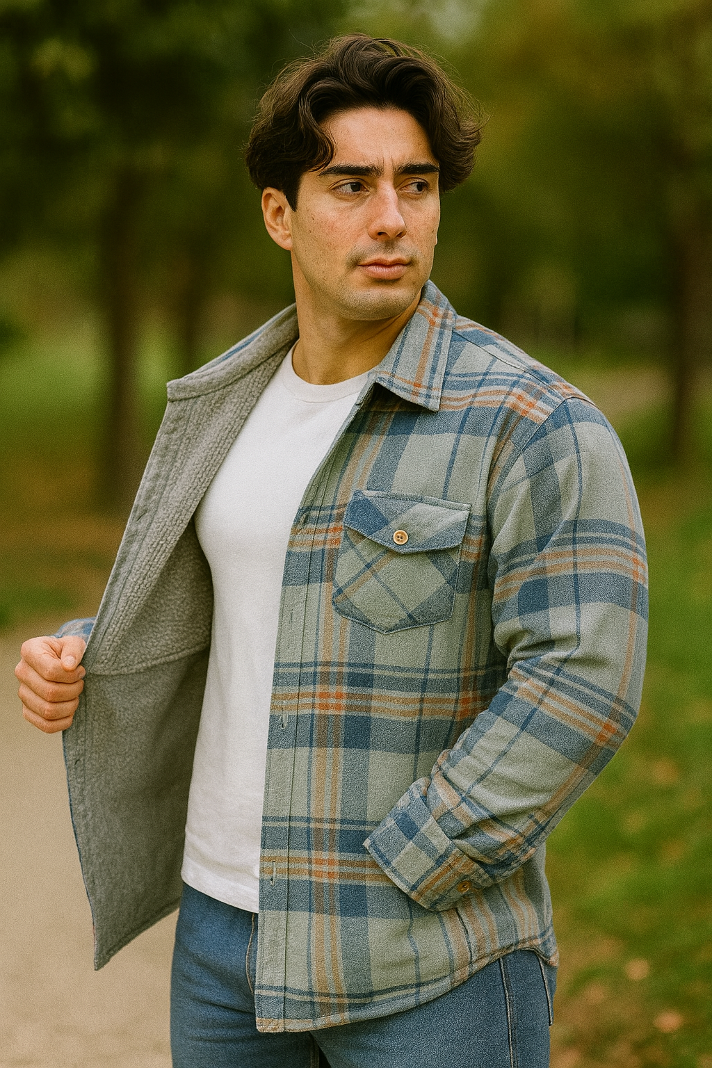 Camisola aborregada manga larga Agnor para caballero Aqua franela premium Mod. HAgCL21