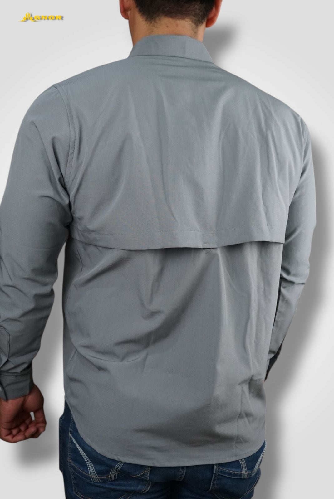 Camisa manga larga Agnor para caballero gris perla tipo Columbia Mod. HAgCL16
