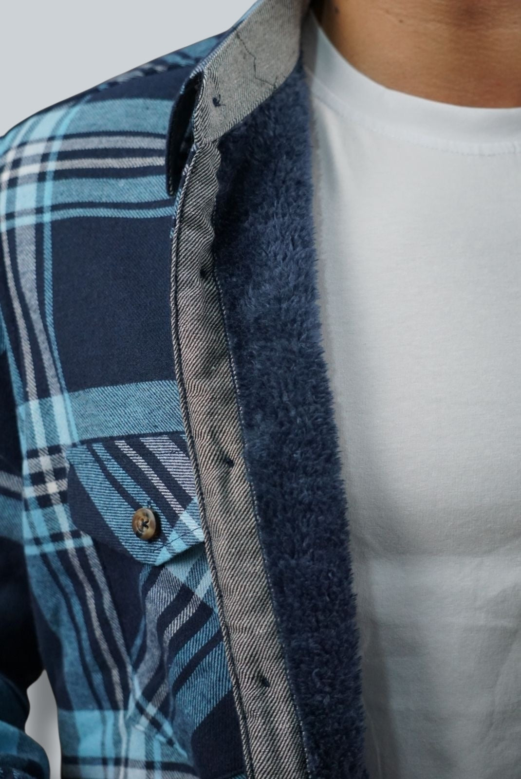 Camisola aborregada manga larga Agnor para caballero Marino franela premium Mod. HAgCL21