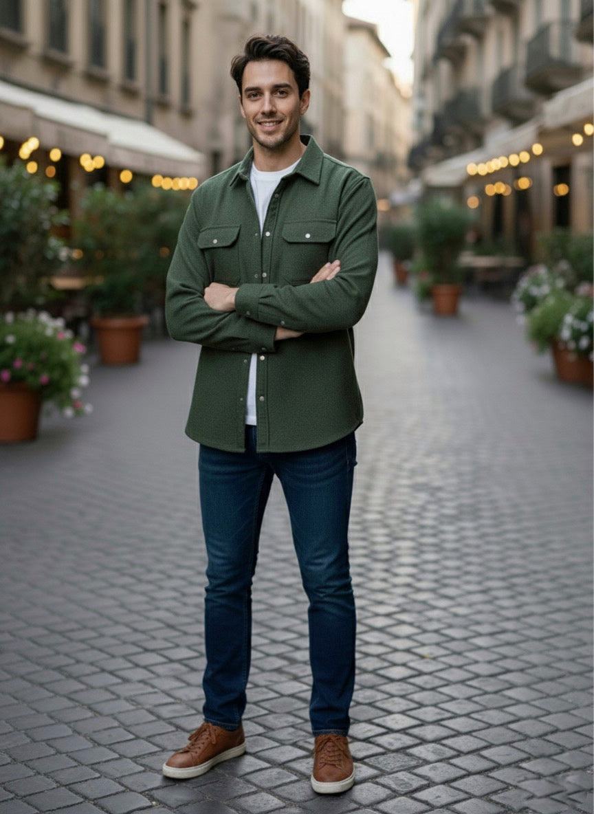 Camisola franela manga larga Agnor para caballero verde Mod. HAgCL23