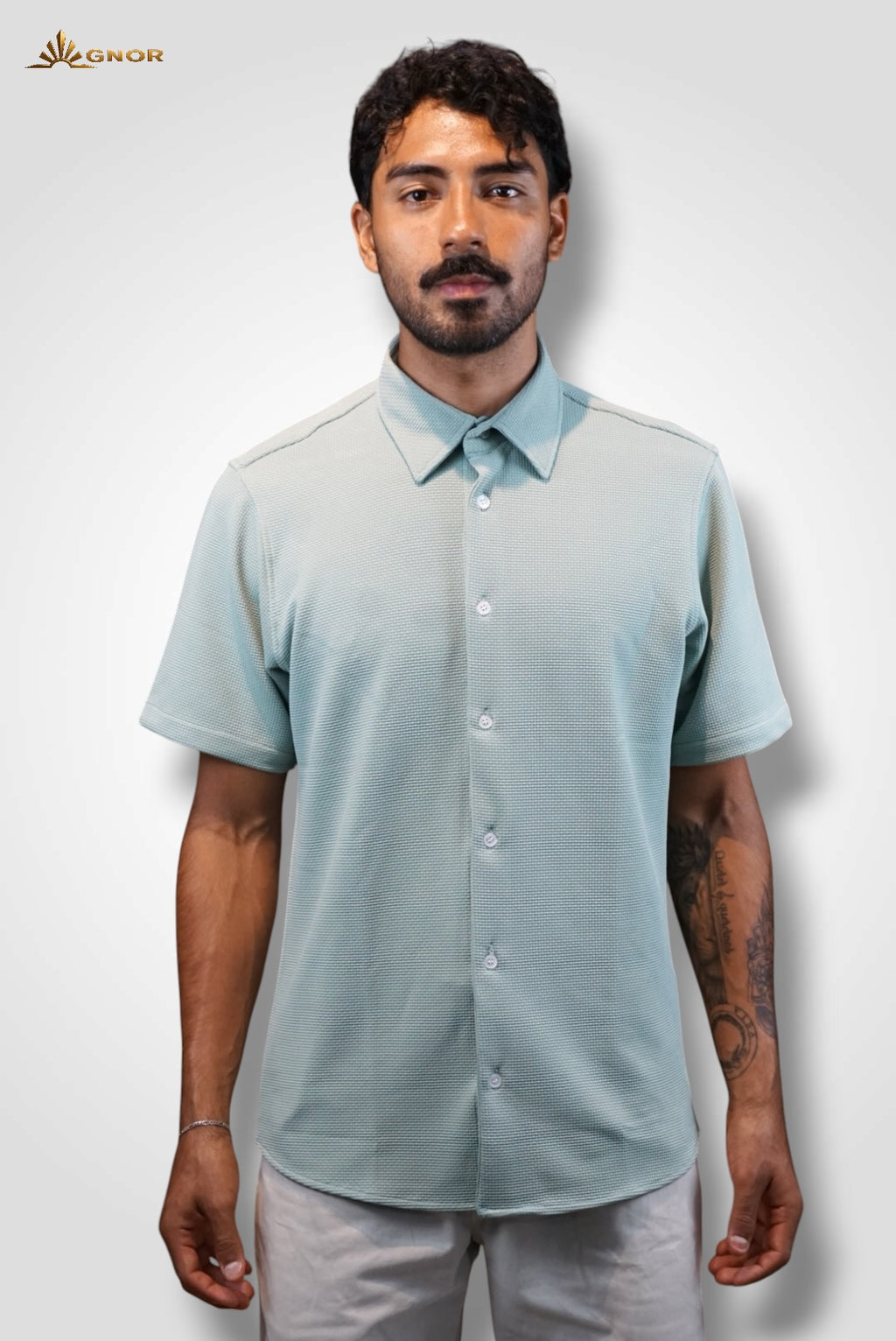 Playera cuello polo tipo camisa Agnor para caballero Menta premium Mod. HAg41