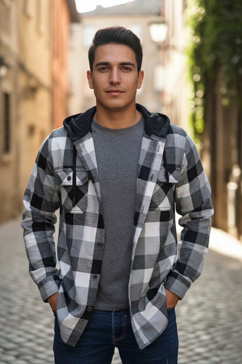 Camisola ligera manga larga Agnor para caballero negro tipo franela premium Mod. HAgCL18