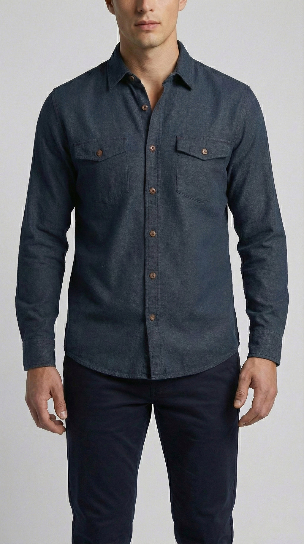 Camisa mezclilla manga larga Agnor para caballero tejido premium negro Mod. HAgCL33