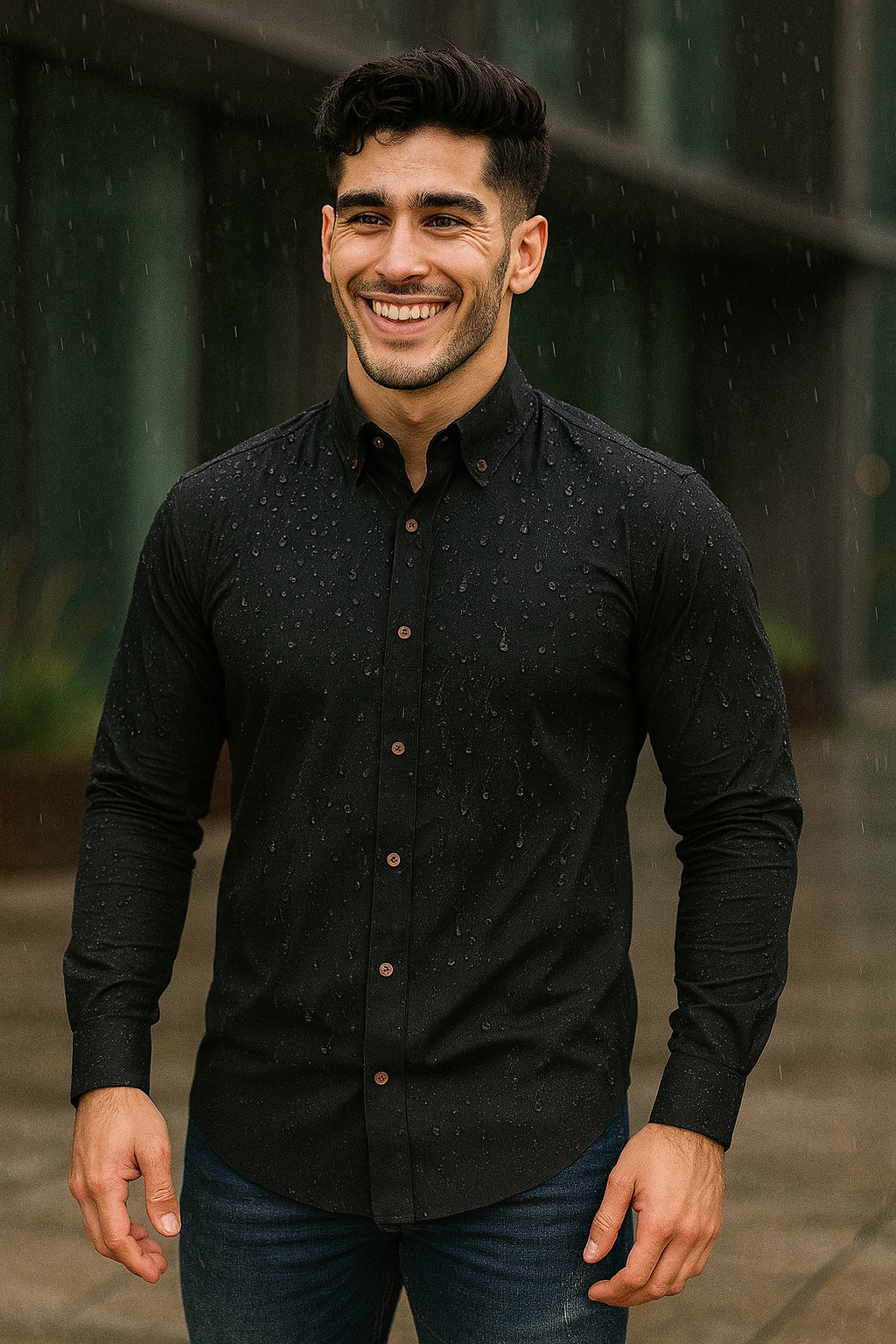 Camisa manga larga Agnor para caballero negro Antifluido Mod. HAgCL17