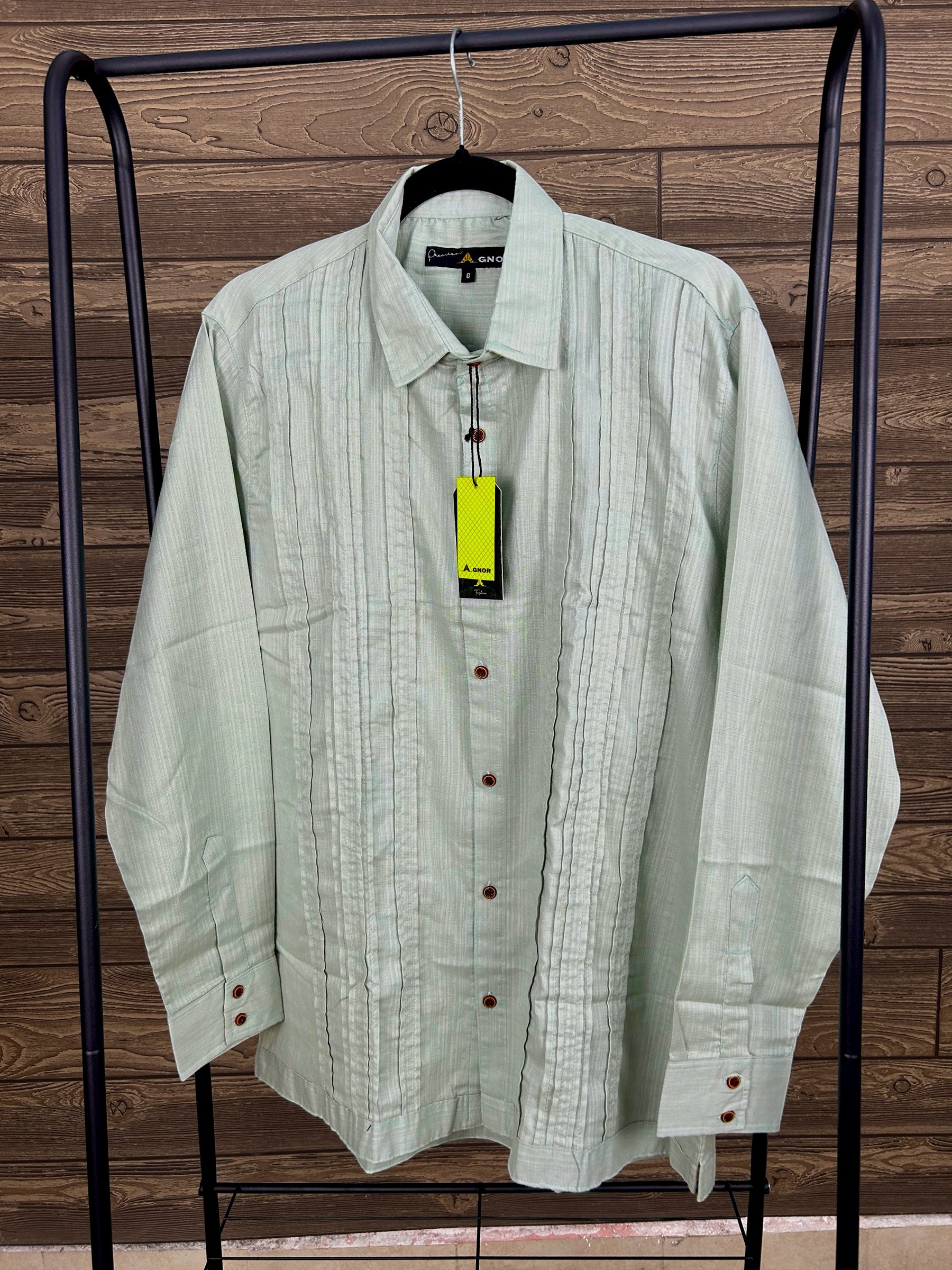 Camisa guayabera manga larga Agnor para caballero verde Mod. HAgCL22