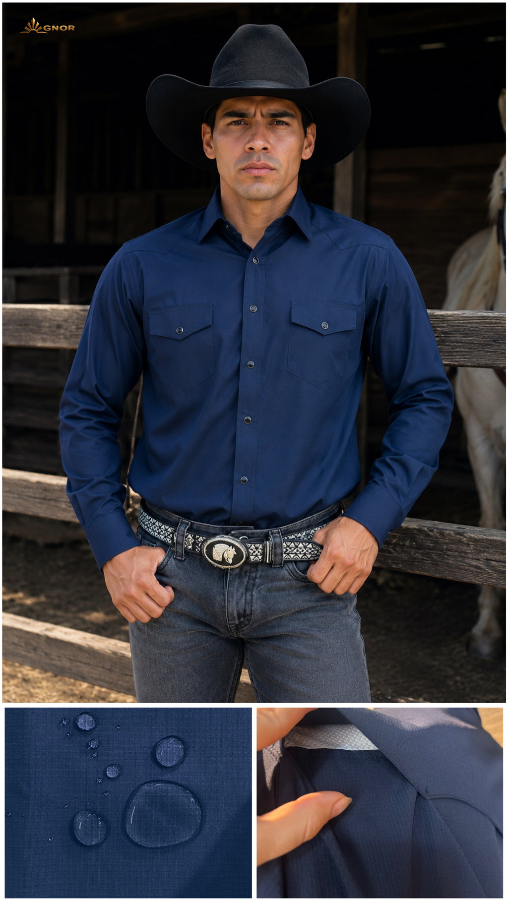 Camisa vaquera manga larga Agnor para caballero repelente marino premium Mod. HAgCL40