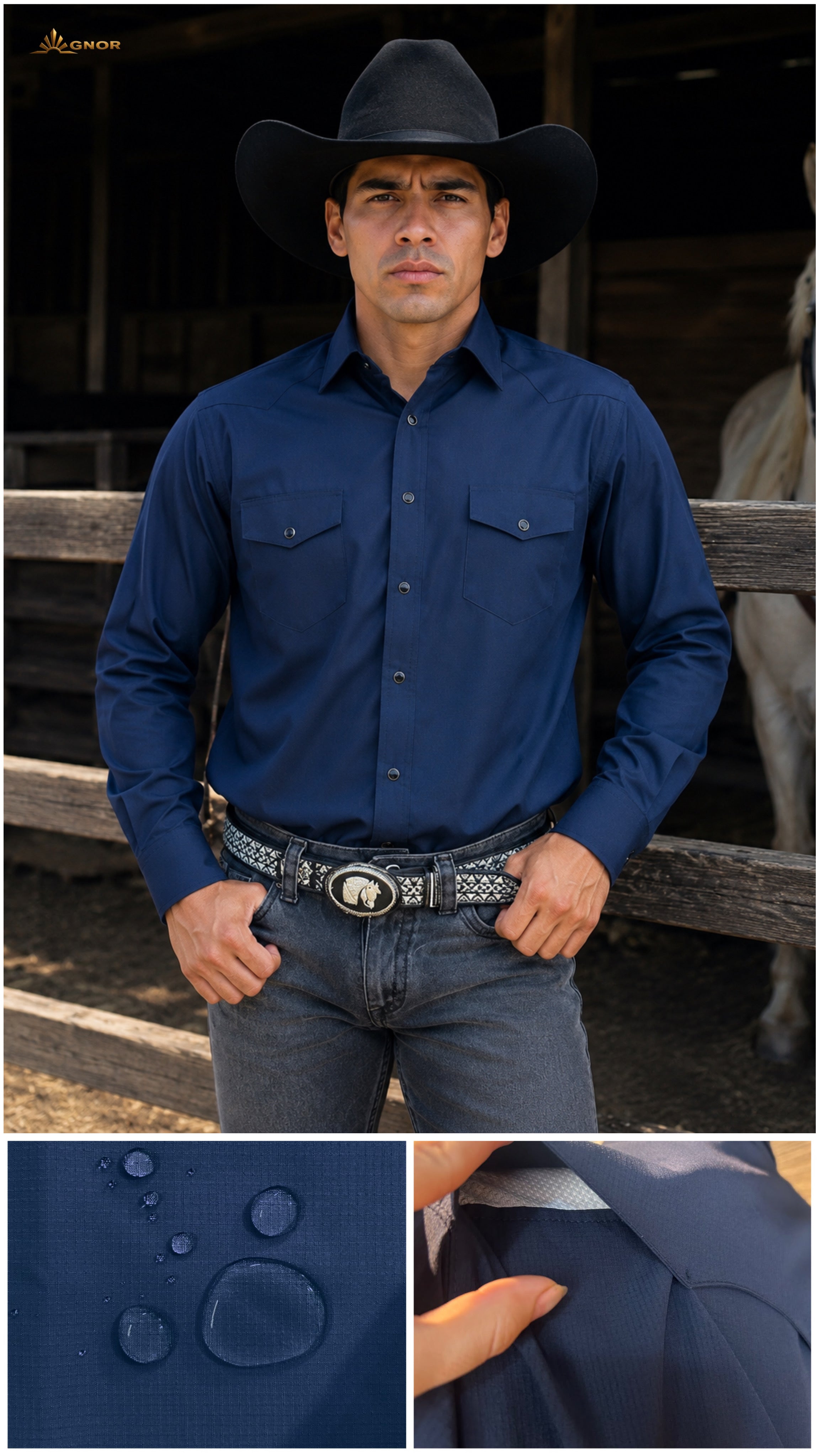 Camisa vaquera manga larga Agnor para caballero repelente marino premium Mod. HAgCL40