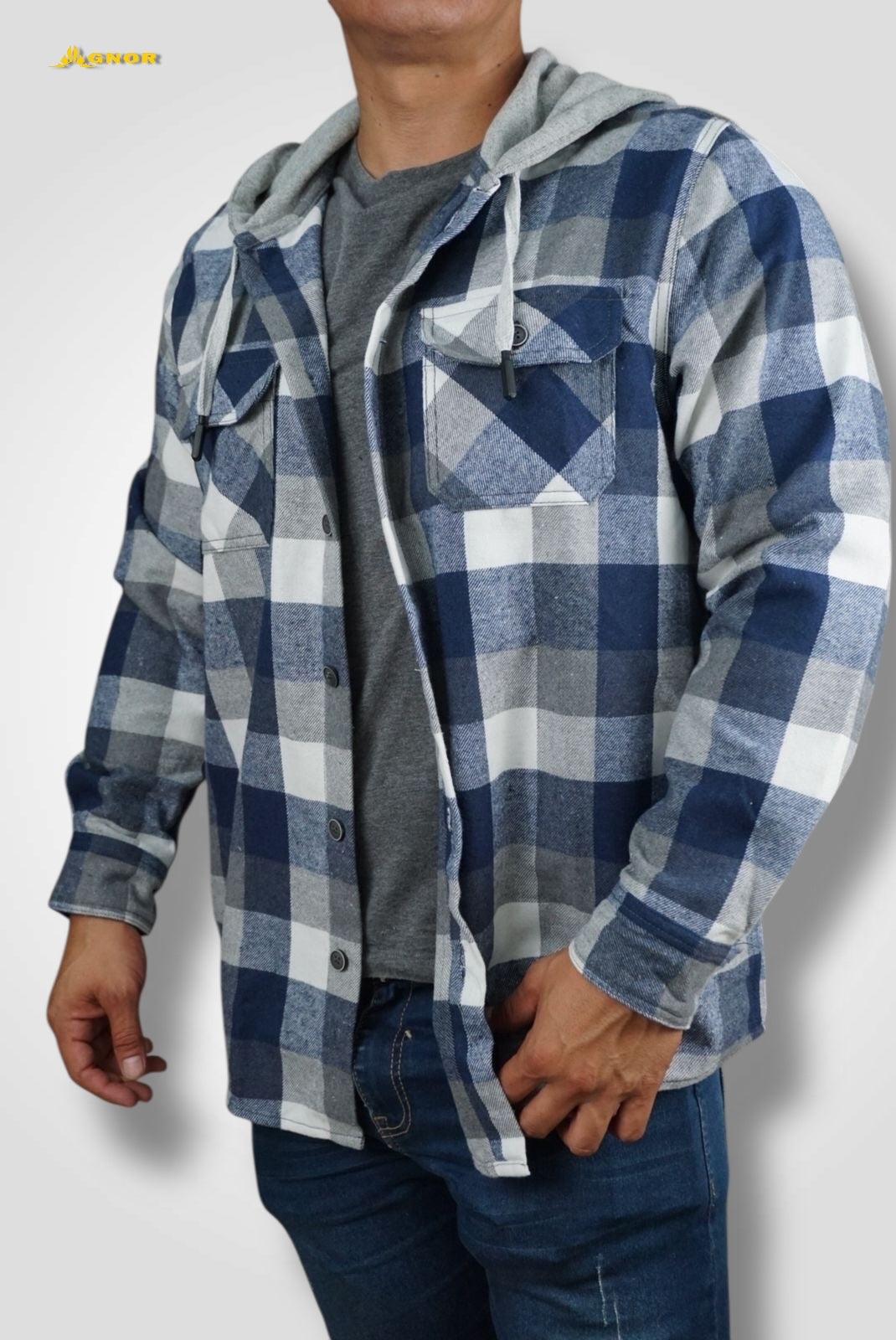 Camisola ligera manga larga Agnor para caballero marino tipo franela premium Mod. HAgCL18
