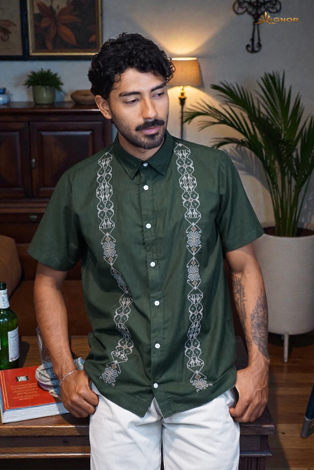 Camisa guayabera manga corta Agnor para caballero Militar premium Mod. HAgCC21
