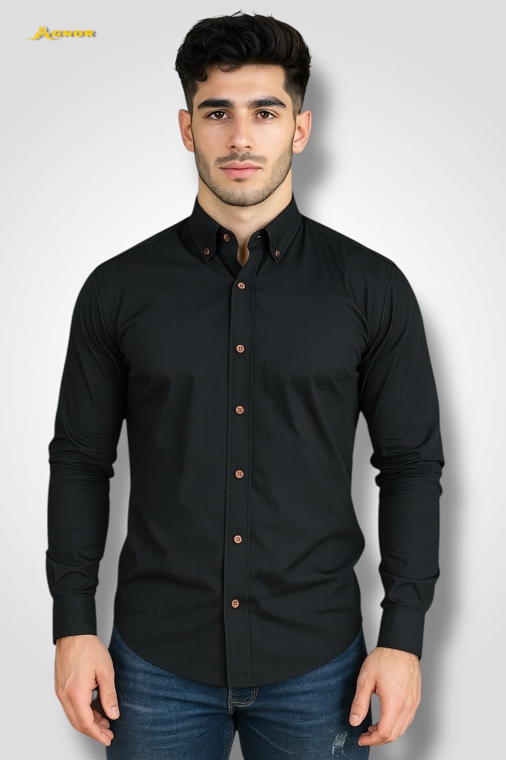 Camisa manga larga Agnor para caballero negro Antifluido Mod. HAgCL17