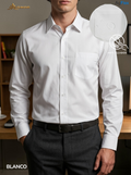 Camisa anti fluido manga larga Agnor para caballero Blanco premium Mod. HAgCL36