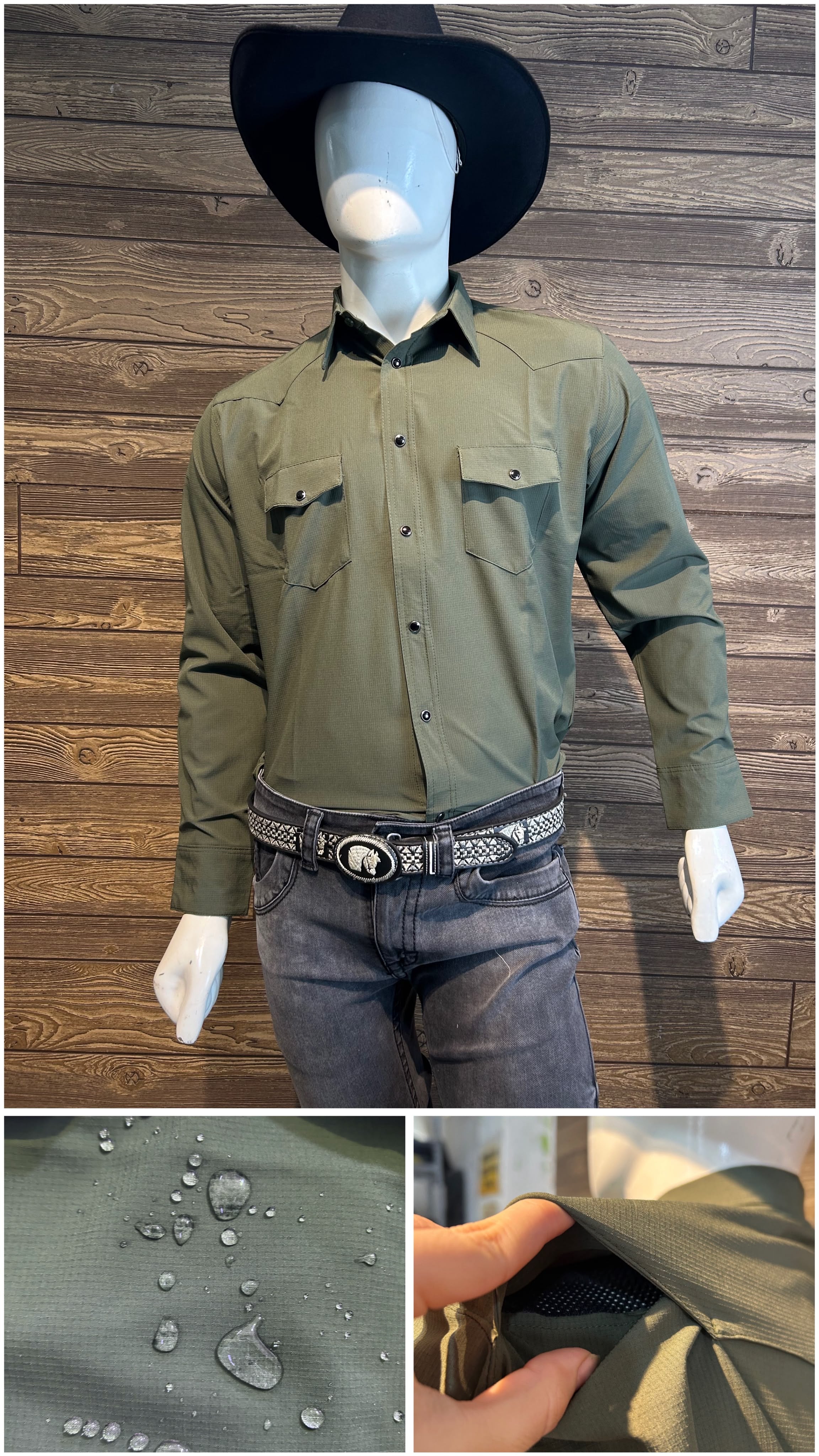 Camisa vaquera manga larga Agnor para caballero repelente militar premium Mod. HAgCL40