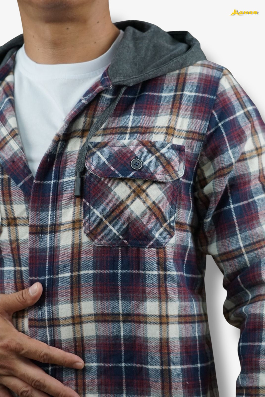 Camisola ligera manga larga Agnor para caballero vino franela premium Mod. HAgCL20