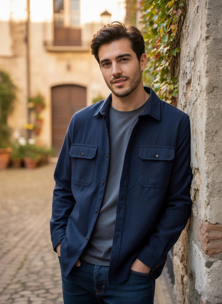 Camisola franela manga larga Agnor para caballero marino Mod. HAgCL23