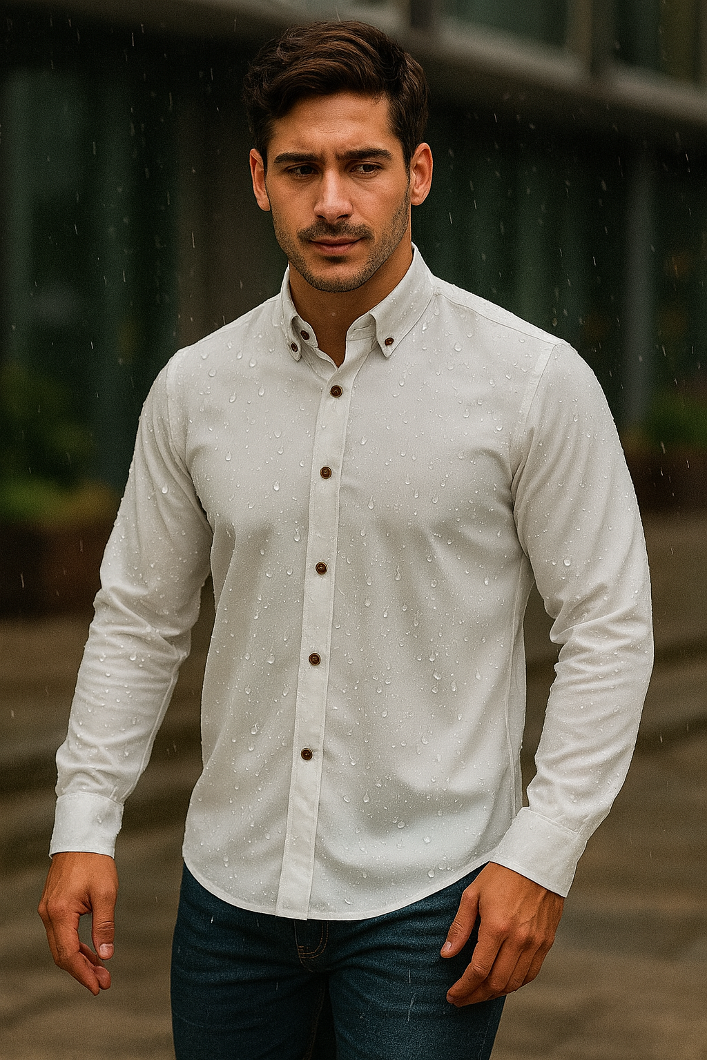 Camisa manga larga Agnor para caballero blanco Antifluido Mod. HAgCL17