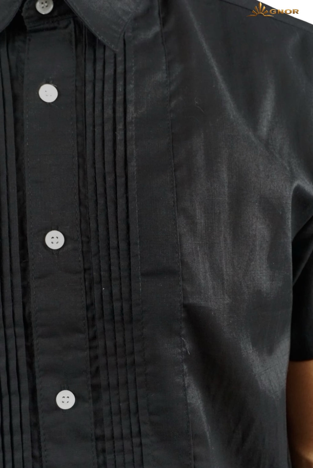 Camisa guayabera manga corta Agnor para caballero Negro premium Mod. HAgCC20