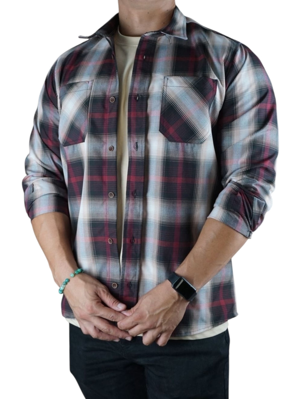 Camisa estilo leñador manga larga Agnor para caballero Rojo algodón premium Mod. HAgCL24