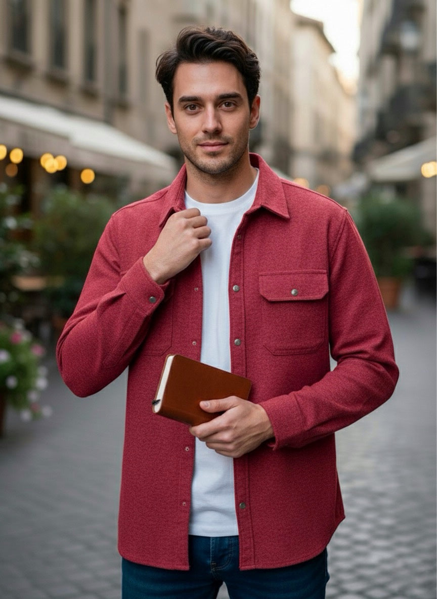 Camisola franela manga larga Agnor para caballero rojo Mod. HAgCL23