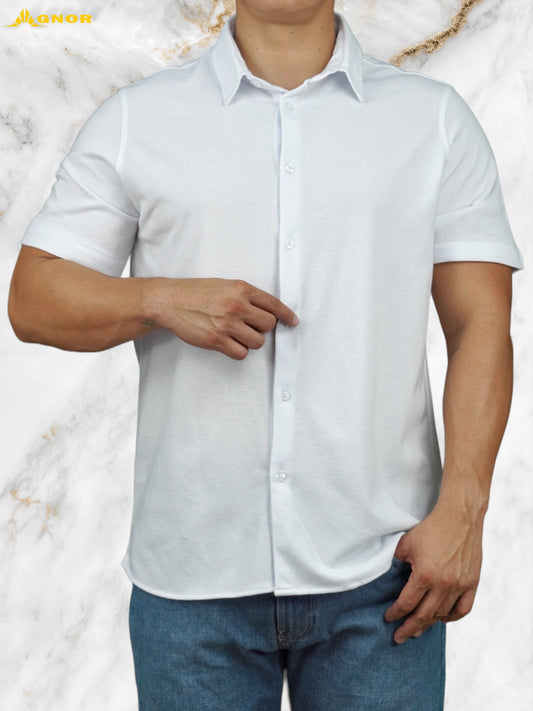 Playera cuello polo Agnor para caballero tipo camisa Blanco Mod. HAg34