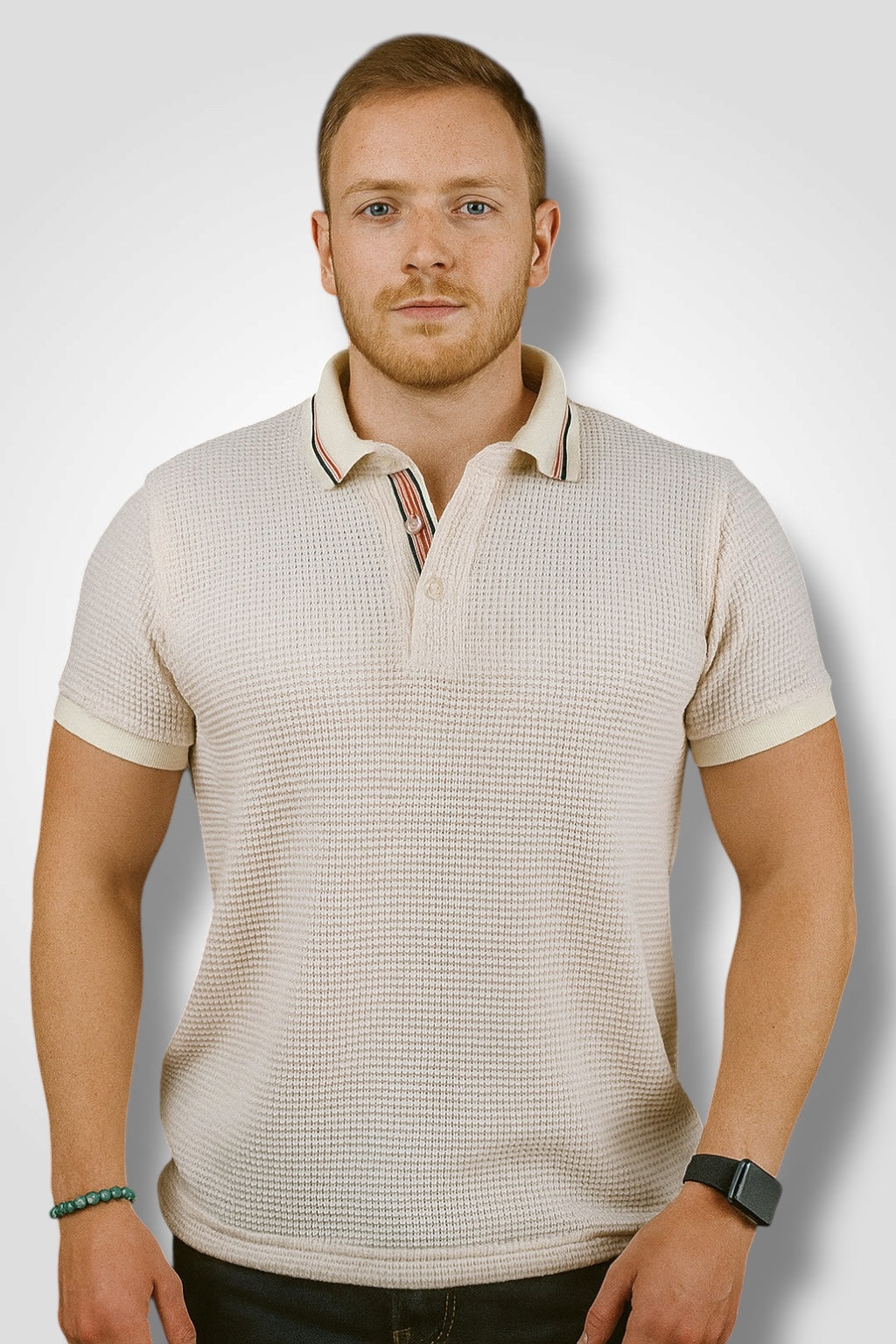 Playera cuello polo Agnor para caballero Ivory Mod. HAg40