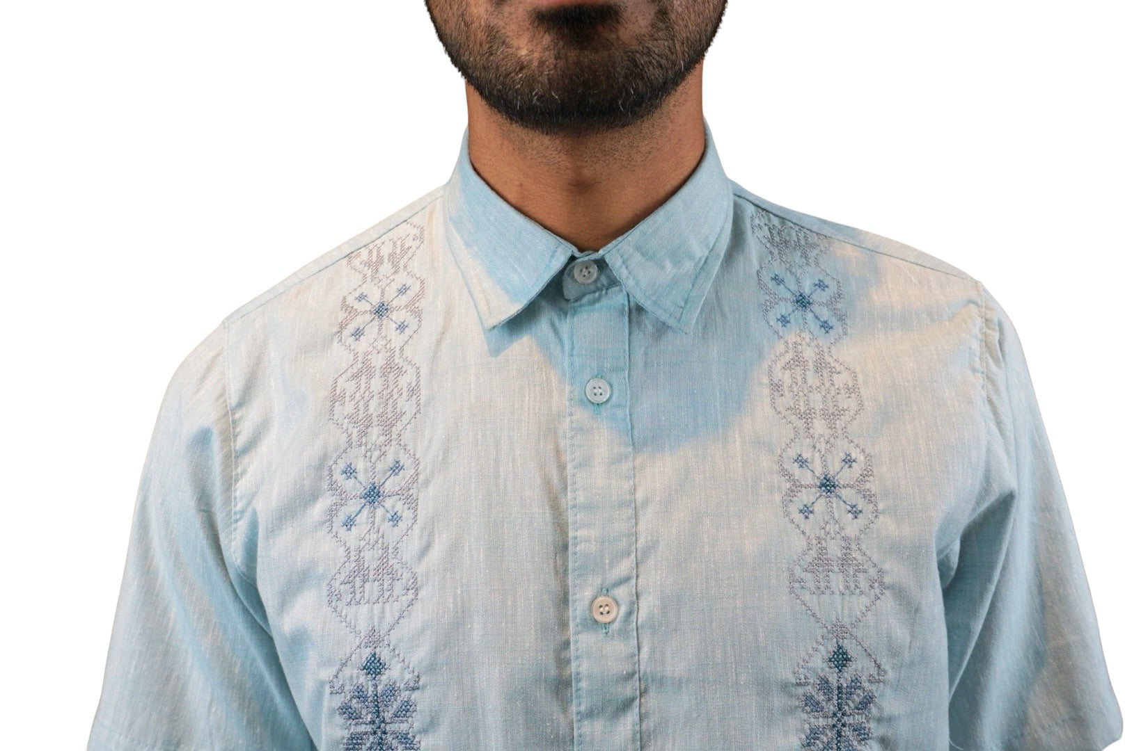 Camisa guayabera manga corta Agnor para caballero Cielo premium Mod. HAgCC21
