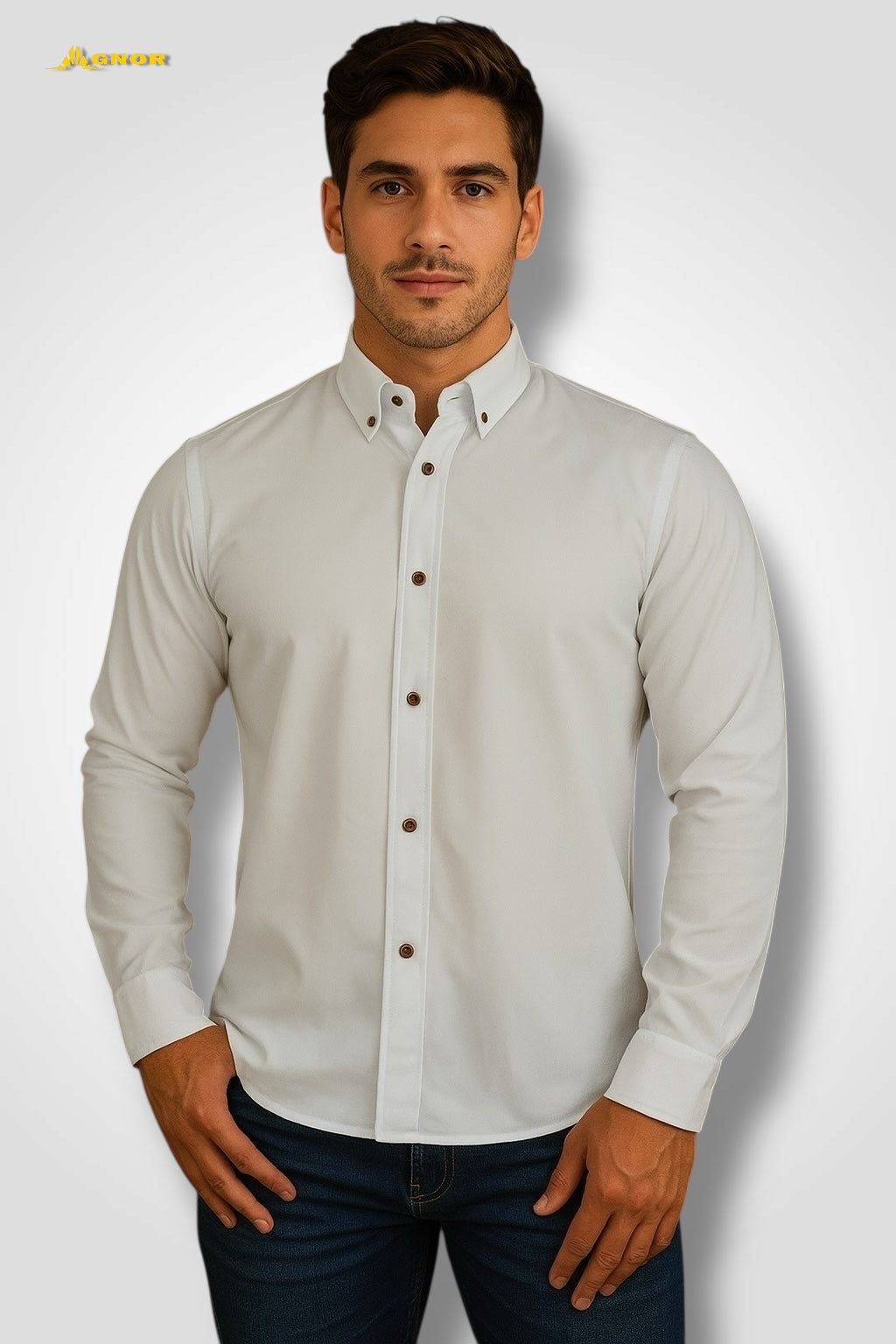 Camisa manga larga Agnor para caballero blanco Antifluido Mod. HAgCL17