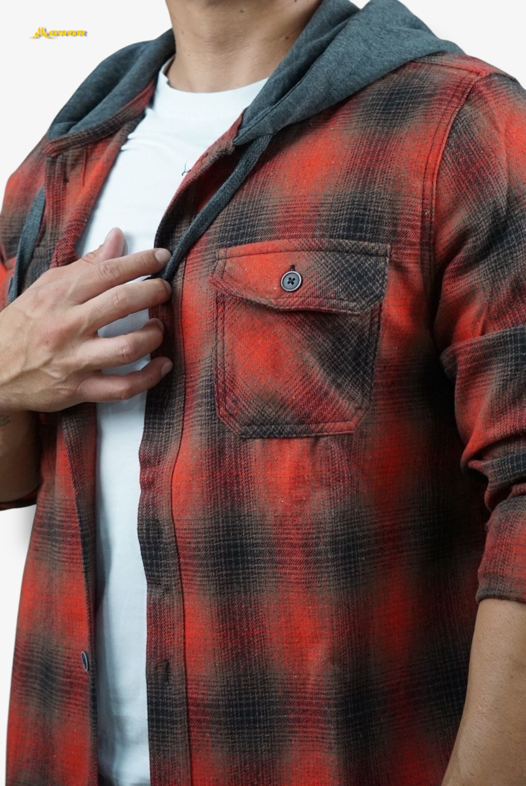 Camisola ligera manga larga Agnor para caballero rojo franela premium Mod. HAgCL19