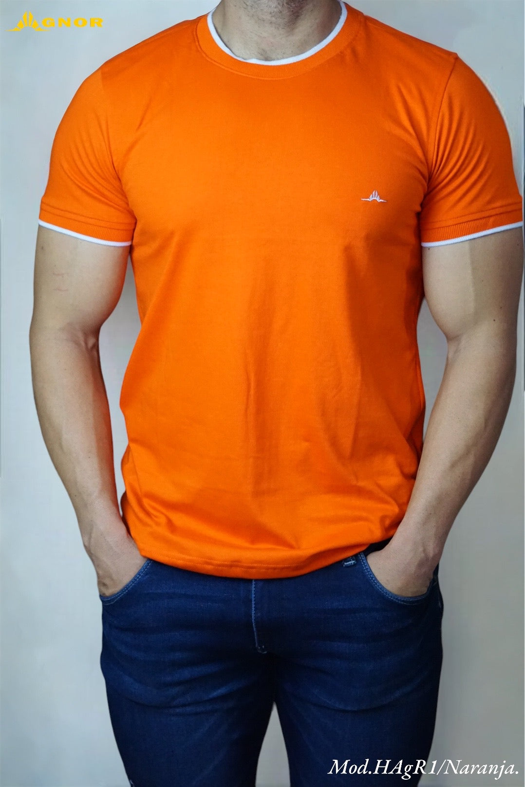 Playera cuello redondo Agnor para caballero Naranja Mod. HAgR1